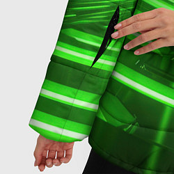 Куртка зимняя женская Зеленые световые объекты, цвет: 3D-красный — фото 2