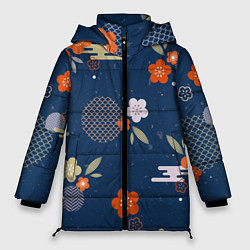 Куртка зимняя женская Орнамент японского кимоно, цвет: 3D-черный