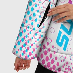 Куртка зимняя женская Suzuki neon gradient style: надпись, символ, цвет: 3D-черный — фото 2