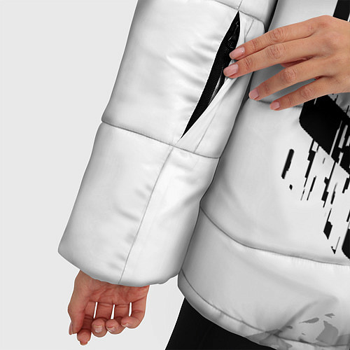 Женская зимняя куртка JAC speed на светлом фоне со следами шин: надпись, / 3D-Черный – фото 5