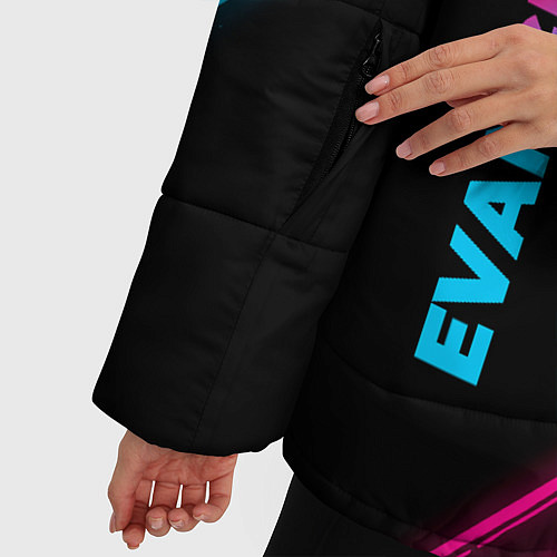 Женская зимняя куртка Evangelion - neon gradient: надпись, символ / 3D-Черный – фото 5