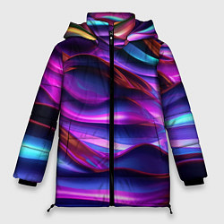 Женская зимняя куртка Неоновые синие и фиолетовые волны