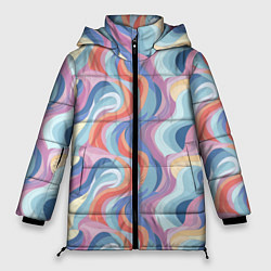 Куртка зимняя женская Абстрактные волны пастельные цвета, цвет: 3D-светло-серый