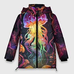 Куртка зимняя женская Фантастическая медуза, цвет: 3D-черный