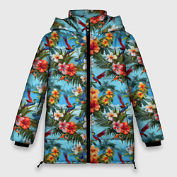 Куртка зимняя женская Паттерн с цветами, цвет: 3D-красный