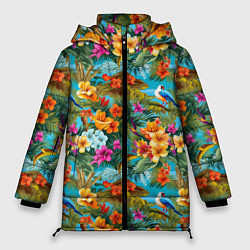 Женская зимняя куртка Яркие разные цветочки