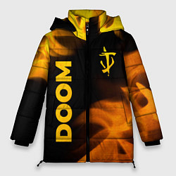Куртка зимняя женская Doom - gold gradient: надпись, символ, цвет: 3D-черный