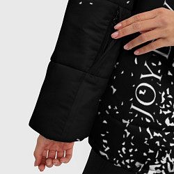 Куртка зимняя женская Joy Division и рок символ на темном фоне, цвет: 3D-черный — фото 2