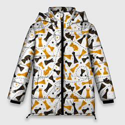 Куртка зимняя женская Шахматные фигуры - Chess, цвет: 3D-красный