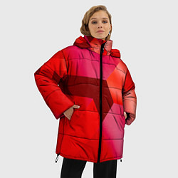 Куртка зимняя женская Красная геометрия, цвет: 3D-светло-серый — фото 2