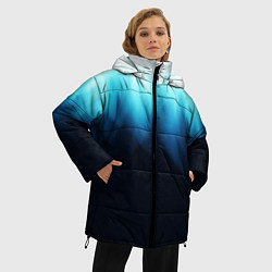 Куртка зимняя женская Синее пламя огня на черном, цвет: 3D-черный — фото 2