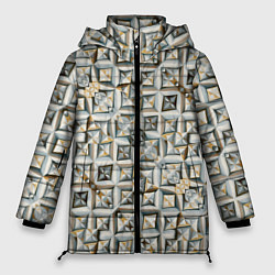 Куртка зимняя женская Квадраты и ромбы, цвет: 3D-черный