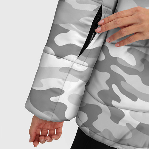 Женская зимняя куртка Камуфляж серый / 3D-Черный – фото 5