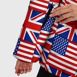 Куртка зимняя женская Флаги США и Англии, цвет: 3D-черный — фото 2