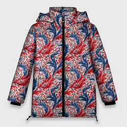 Женская зимняя куртка Русские белые синие красные узоры