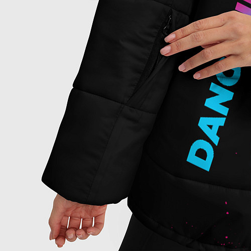 Женская зимняя куртка Danganronpa - neon gradient: надпись, символ / 3D-Черный – фото 5