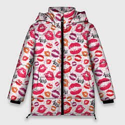 Куртка зимняя женская Поцелуи - kiss, цвет: 3D-красный