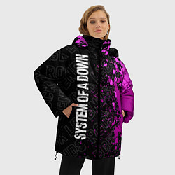 Куртка зимняя женская System of a Down rock legends: по-вертикали, цвет: 3D-черный — фото 2