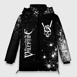Женская зимняя куртка Bullet For My Valentine и рок символ на темном фон