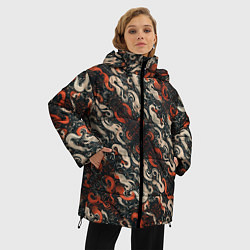 Куртка зимняя женская Абстракция в японском стиле, цвет: 3D-черный — фото 2
