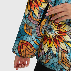 Куртка зимняя женская Витражная мозаика в стиле Арт Деко, цвет: 3D-черный — фото 2