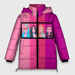 Куртка зимняя женская Группа Black pink на фоне оттенков розового, цвет: 3D-светло-серый