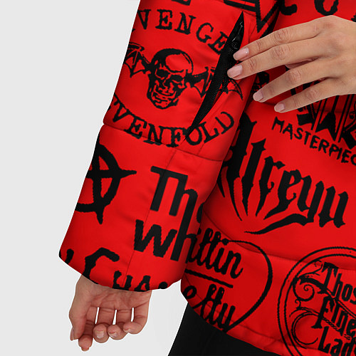 Женская зимняя куртка Лучшие рок группы на красном / 3D-Черный – фото 5