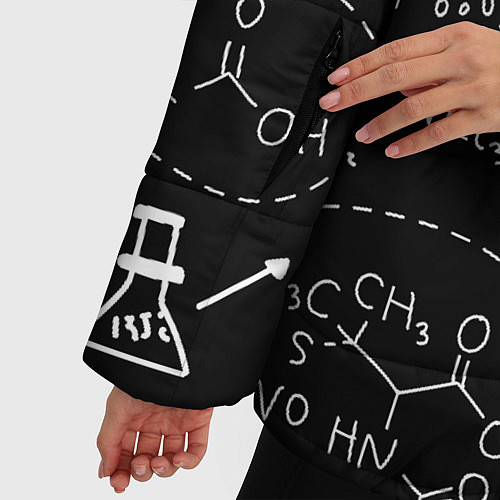 Женская зимняя куртка Химические формулы на чёрном / 3D-Черный – фото 5