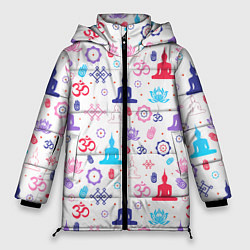 Куртка зимняя женская Медитация - символика, цвет: 3D-черный