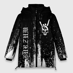 Женская зимняя куртка Burzum и рок символ на темном фоне