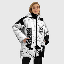 Куртка зимняя женская Asking Alexandria и рок символ на светлом фоне, цвет: 3D-черный — фото 2
