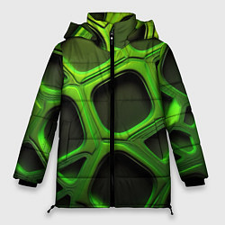 Куртка зимняя женская Объемные зеленые соты, цвет: 3D-черный