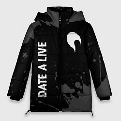 Женская зимняя куртка Date A Live glitch на темном фоне: надпись, символ