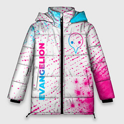 Куртка зимняя женская Evangelion neon gradient style: надпись, символ, цвет: 3D-черный