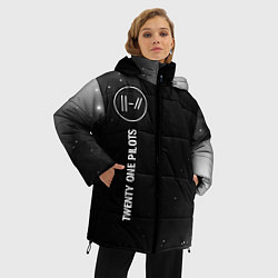 Куртка зимняя женская Twenty One Pilots glitch на темном фоне: по-вертик, цвет: 3D-черный — фото 2