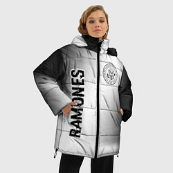 Куртка зимняя женская Ramones glitch на светлом фоне: надпись, символ, цвет: 3D-черный — фото 2
