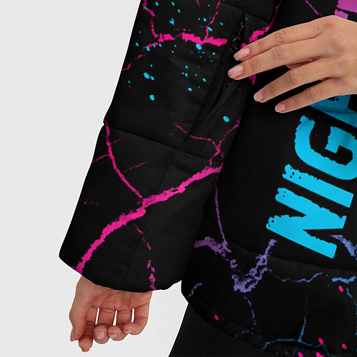 Женская зимняя куртка Nightwish - neon gradient: надпись, символ / 3D-Черный – фото 5