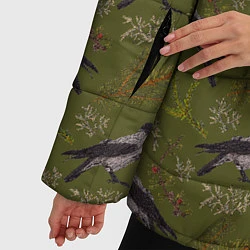 Куртка зимняя женская Вороны и еловые веточки, цвет: 3D-светло-серый — фото 2