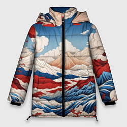 Куртка зимняя женская Японский ретро пейзаж, цвет: 3D-светло-серый