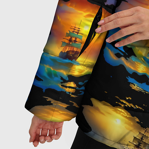 Женская зимняя куртка Вечерние кораблики / 3D-Черный – фото 5