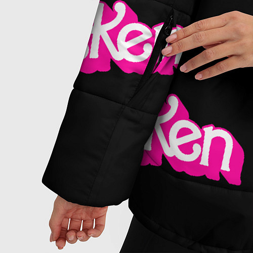 Женская зимняя куртка Логотип Кен - патерн / 3D-Черный – фото 5