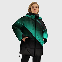 Куртка зимняя женская Абстрактная зеленая текстура, цвет: 3D-красный — фото 2