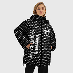 Куртка зимняя женская My Chemical Romance glitch на темном фоне: надпись, цвет: 3D-черный — фото 2