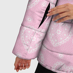Куртка зимняя женская Розовое кружево сердечки, цвет: 3D-черный — фото 2