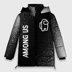 Куртка зимняя женская Among Us glitch на темном фоне: надпись, символ, цвет: 3D-черный