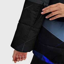 Куртка зимняя женская Black blue abstract, цвет: 3D-красный — фото 2