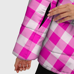 Куртка зимняя женская Розовая клетка Барби, цвет: 3D-черный — фото 2