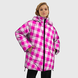 Куртка зимняя женская Розовая клетка Барби, цвет: 3D-черный — фото 2