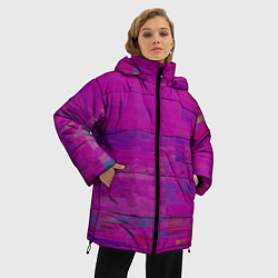 Куртка зимняя женская Фиолетово византийский глитч, цвет: 3D-красный — фото 2