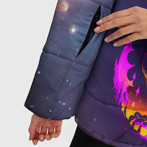 Женская зимняя куртка Space dragon - neon glow - neural network / 3D-Черный – фото 5